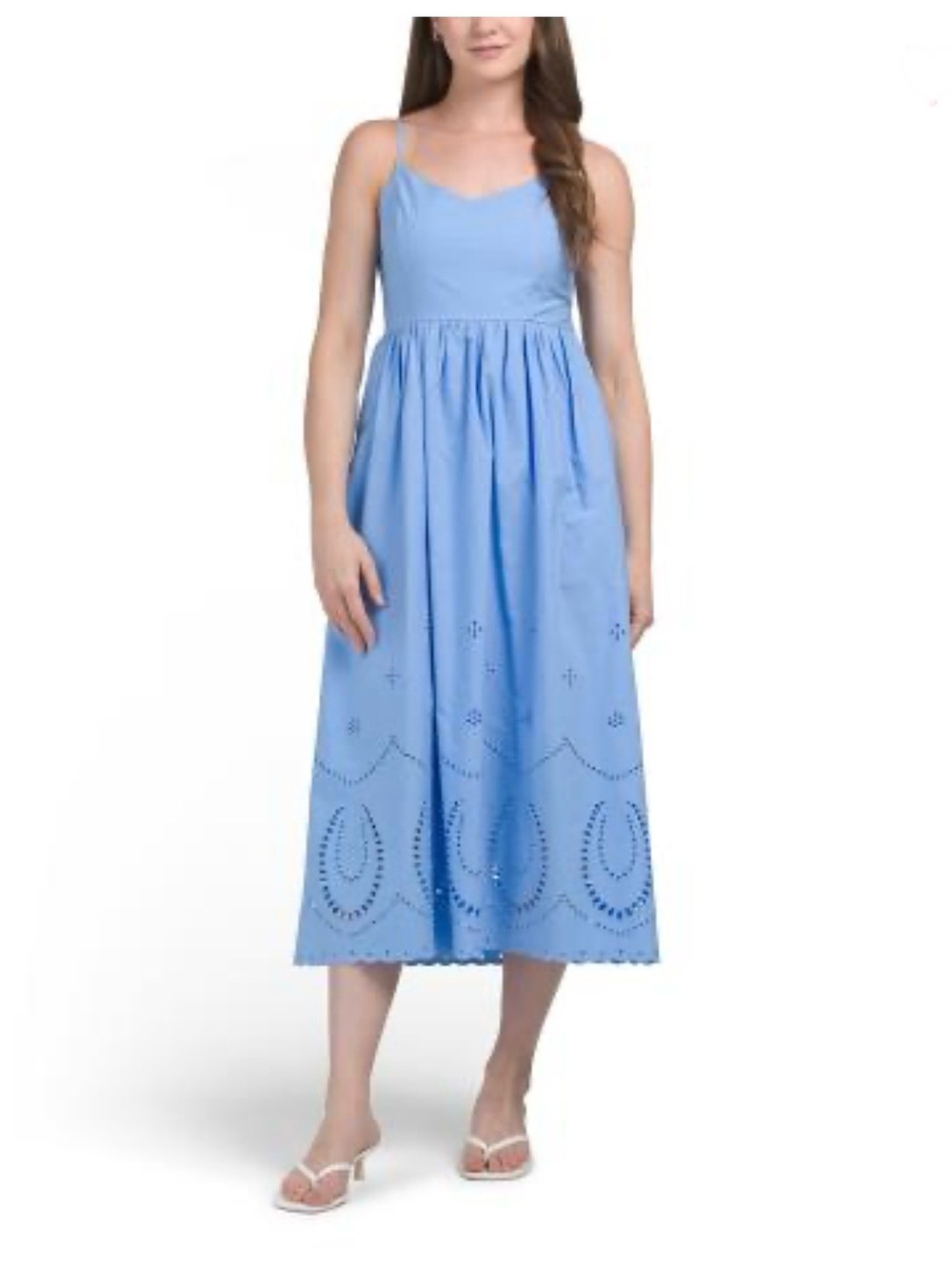 Calypso St. Barth Light Blue Eyelet Midi Dress Size 10 NWT✨